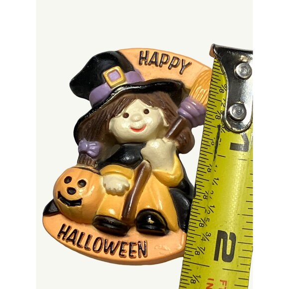 Vintage Happy Halloween Witch Brooch Pin - Picture 7 of 8